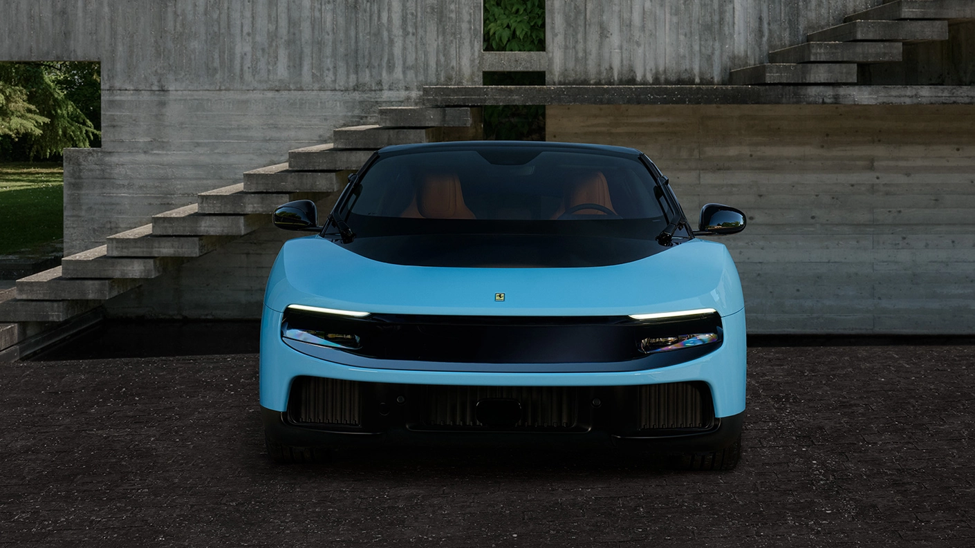 Front view of the Ferrari Luce electric car